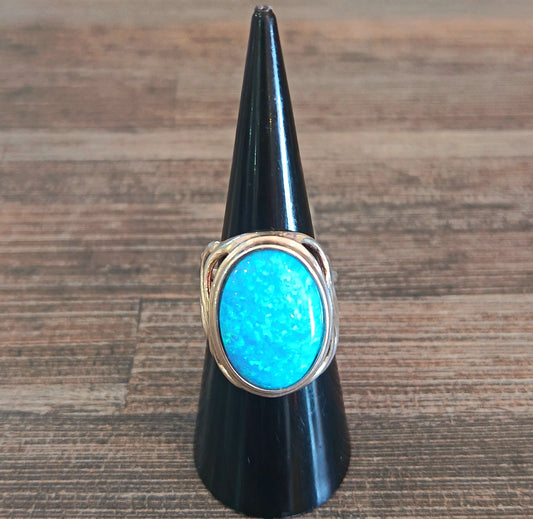Sterling Silver Opal Ring Size 7