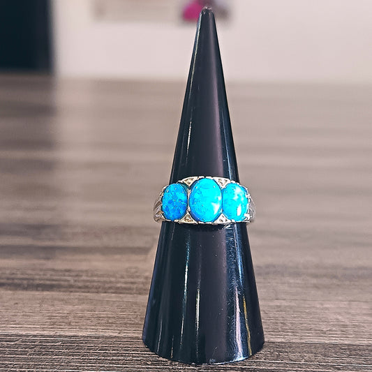 Sterling Silver Opal Ring Size 6