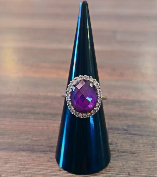Sterling Silver Amethyst Ring Size 6
