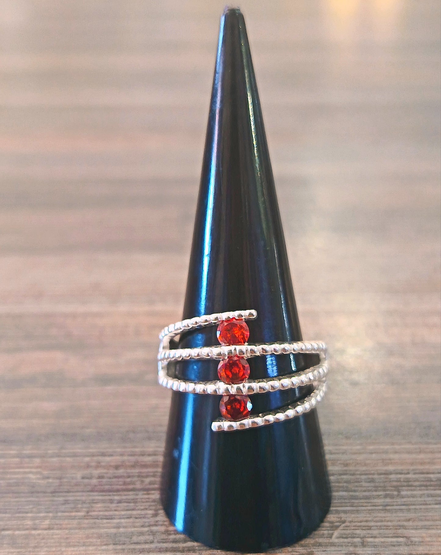 Sterling Silver Garnet Ring Size 9