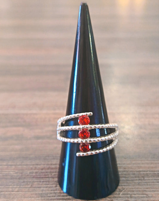 Sterling Silver Garnet Ring Size 9