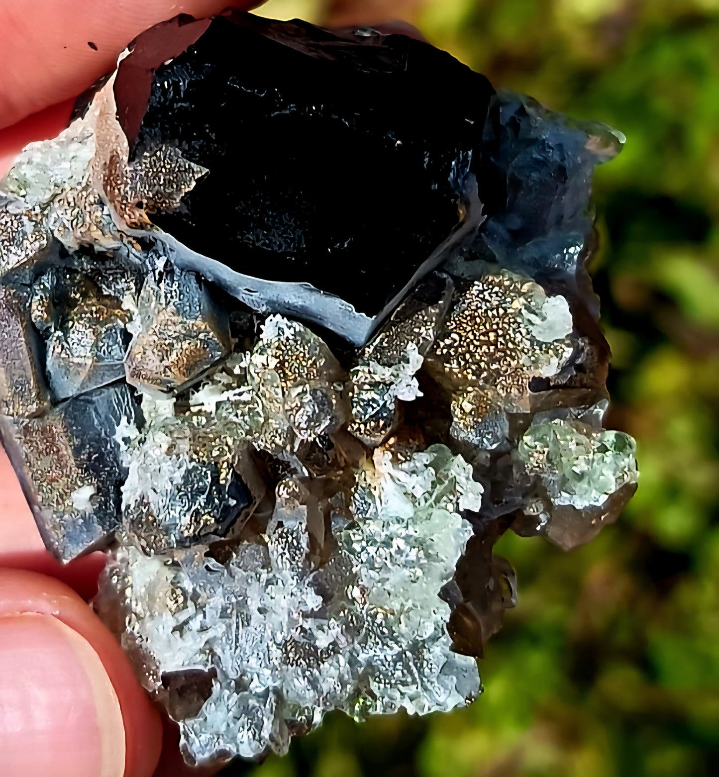 Smokey Cluster With Black Tourmaline And Hyalite Opal - Erongo - 53g