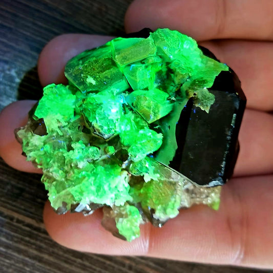 Smokey Cluster With Black Tourmaline And Hyalite Opal - Erongo - 53g