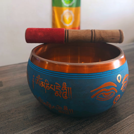 Singing Bowl Blue & Brass 14cm