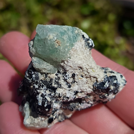 Aquamarine, With Schorl and Feldspar Cluster -58g