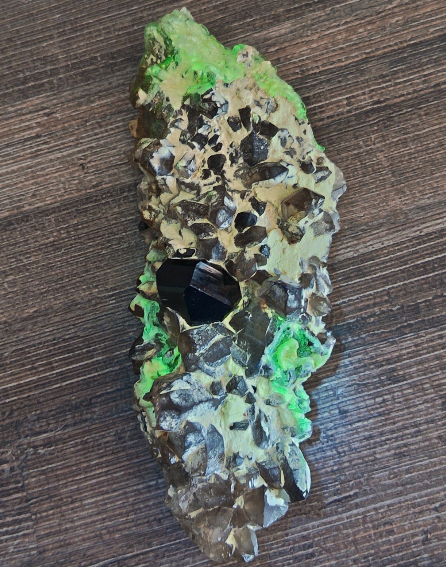 Tourmaline with Fluorescent Hyalite Opal Erongo - 114g