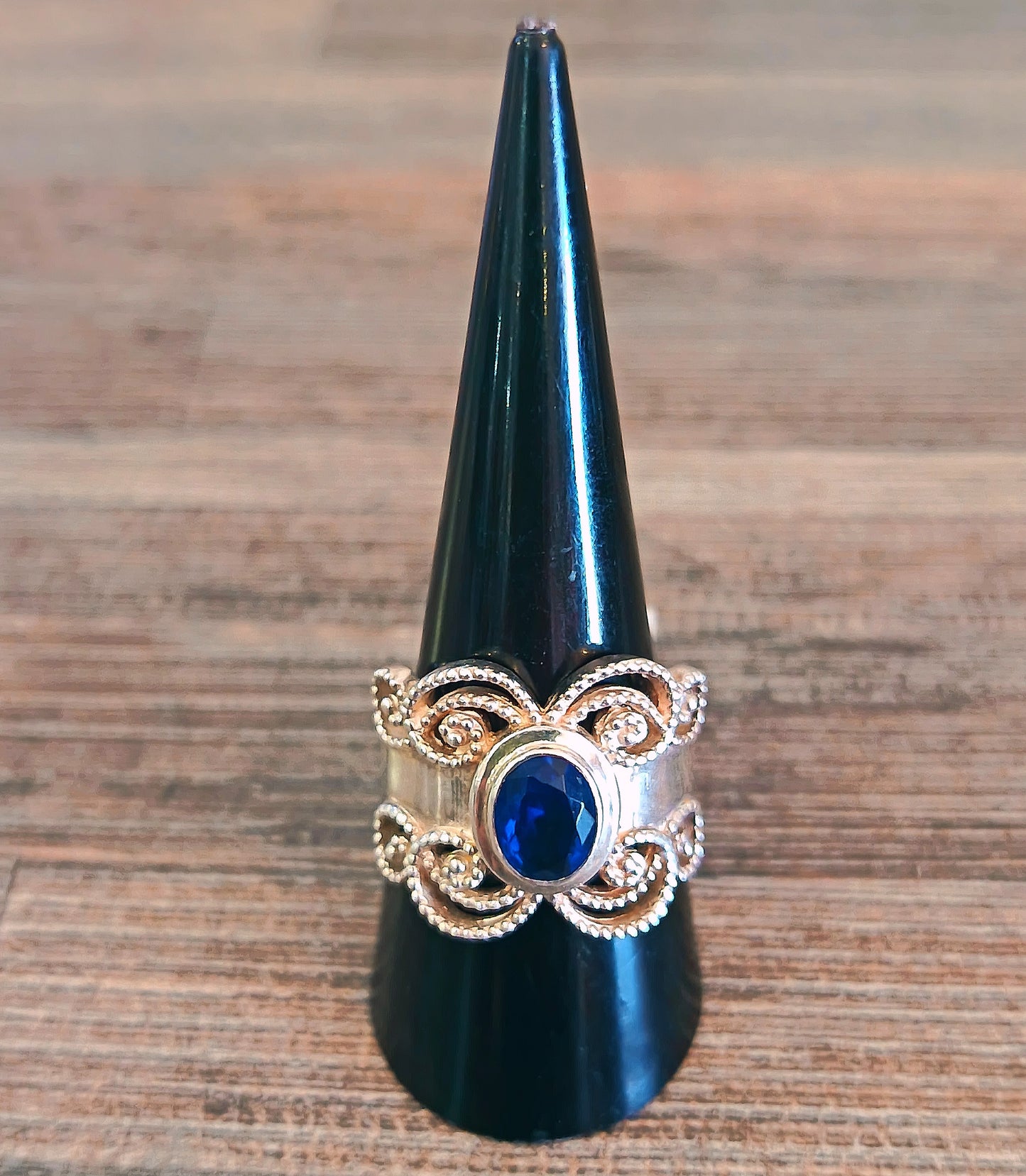 Sterling Silver Simulated Blue Sapphire Cubic Zirconia Ring Size 9