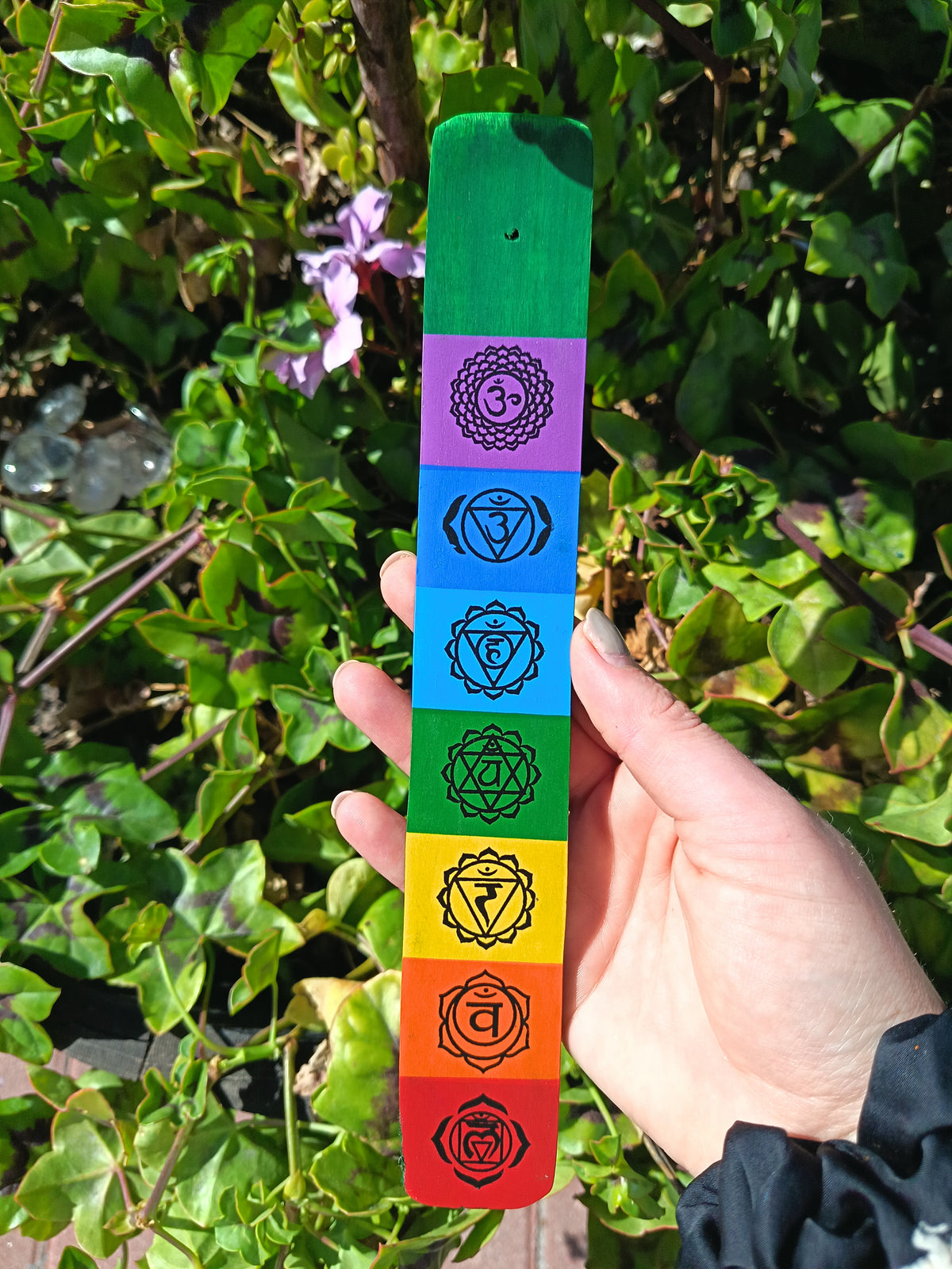 GREEN CHAKRA WOODEN INCENSE HOLDER