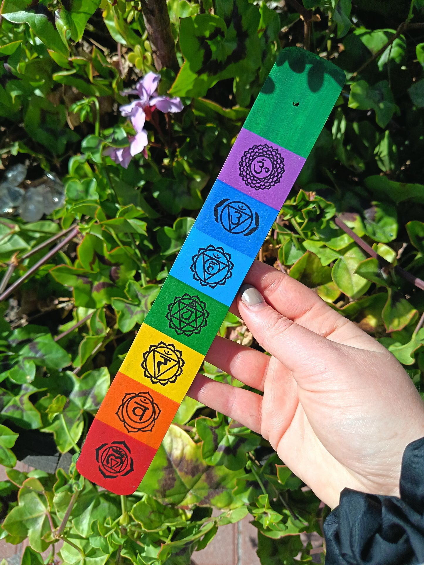 GREEN CHAKRA WOODEN INCENSE HOLDER
