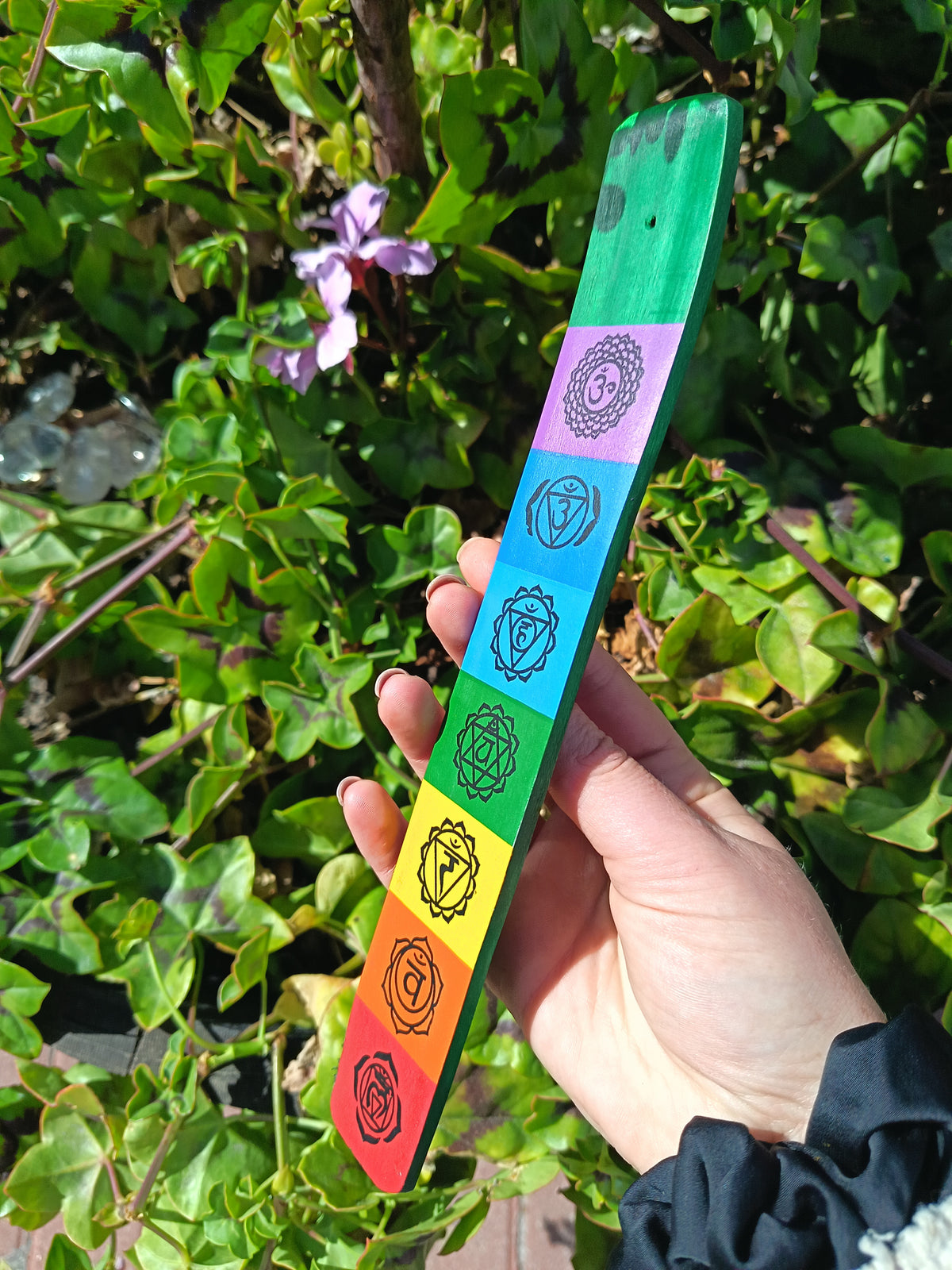 GREEN CHAKRA WOODEN INCENSE HOLDER